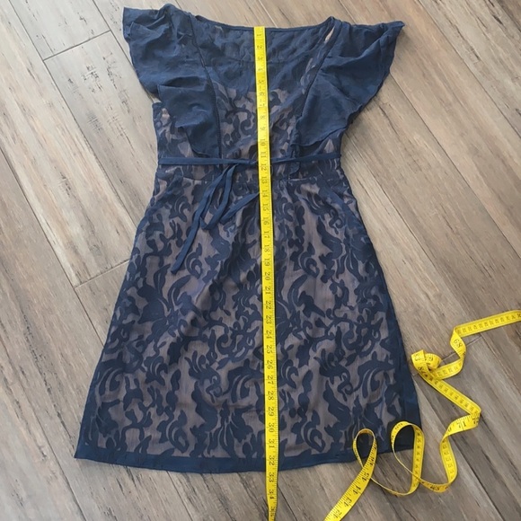 5 for $25 Moulinette soeurs blue flutter sleeve scroll lace dress - Picture 12 of 13